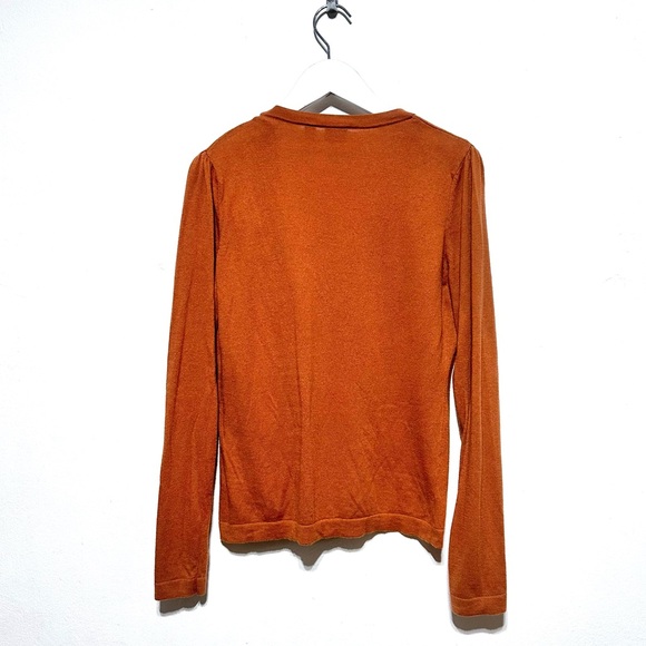 Esprit EUC Women’s V Neck Knit Brown Ribbed Sweater Size Medium - Picture 5 of 9